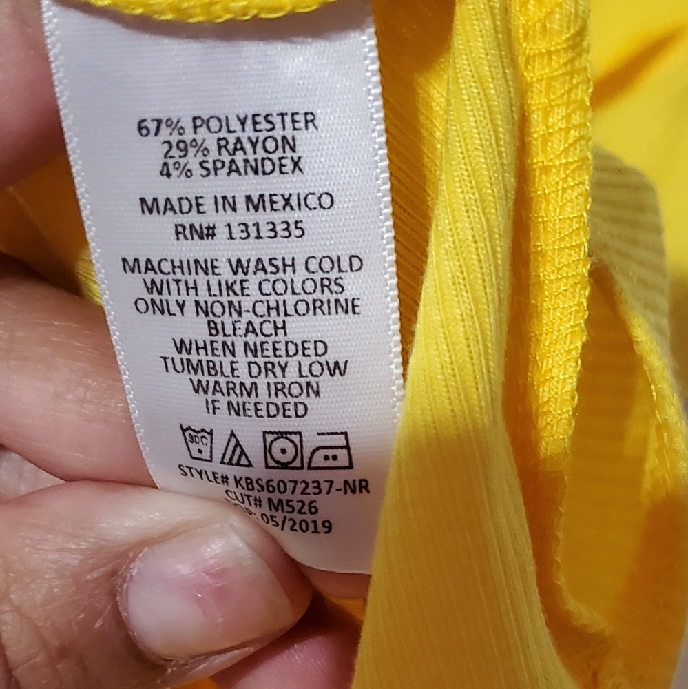 Socialite Yellow Ribbed Ruffle Bodysuit - Picture 4 of 8